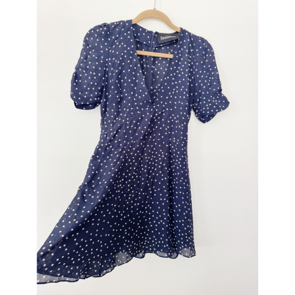 Realisation Par Ozzie 100% Silk Star Print Patriotic Mini Dress Navy S - Picture 7 of 8